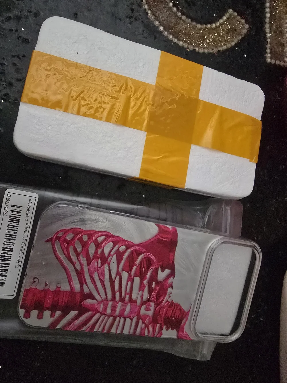 Hot Pink Design Clear Phone Case & 3 Screen Protectors For Iphone 17 Promax